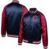 Cleveland-Indians-Baseball-Team-Players-Full-Snap-Satin-Varsity-Jacket-leather moto 3