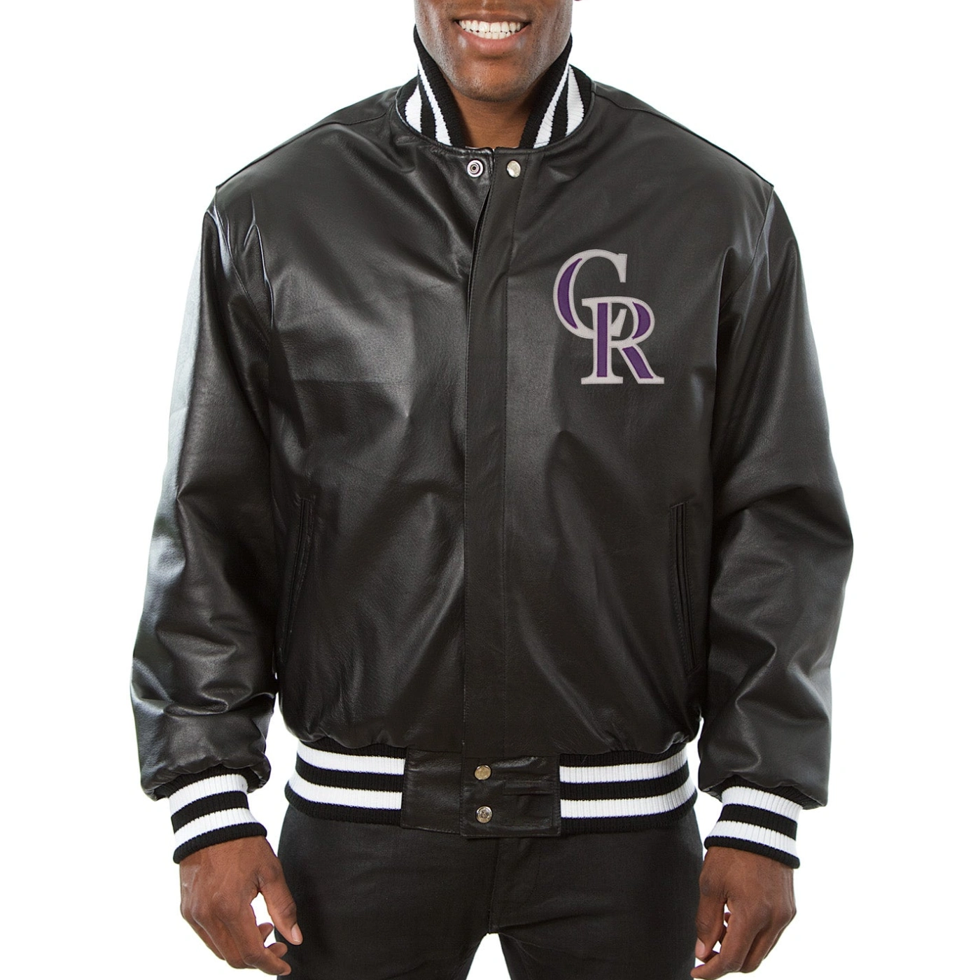 Colorado-Rockies-Baseball-Team-Players-Black-Leather-Varsity-Jacket-leather moto 1