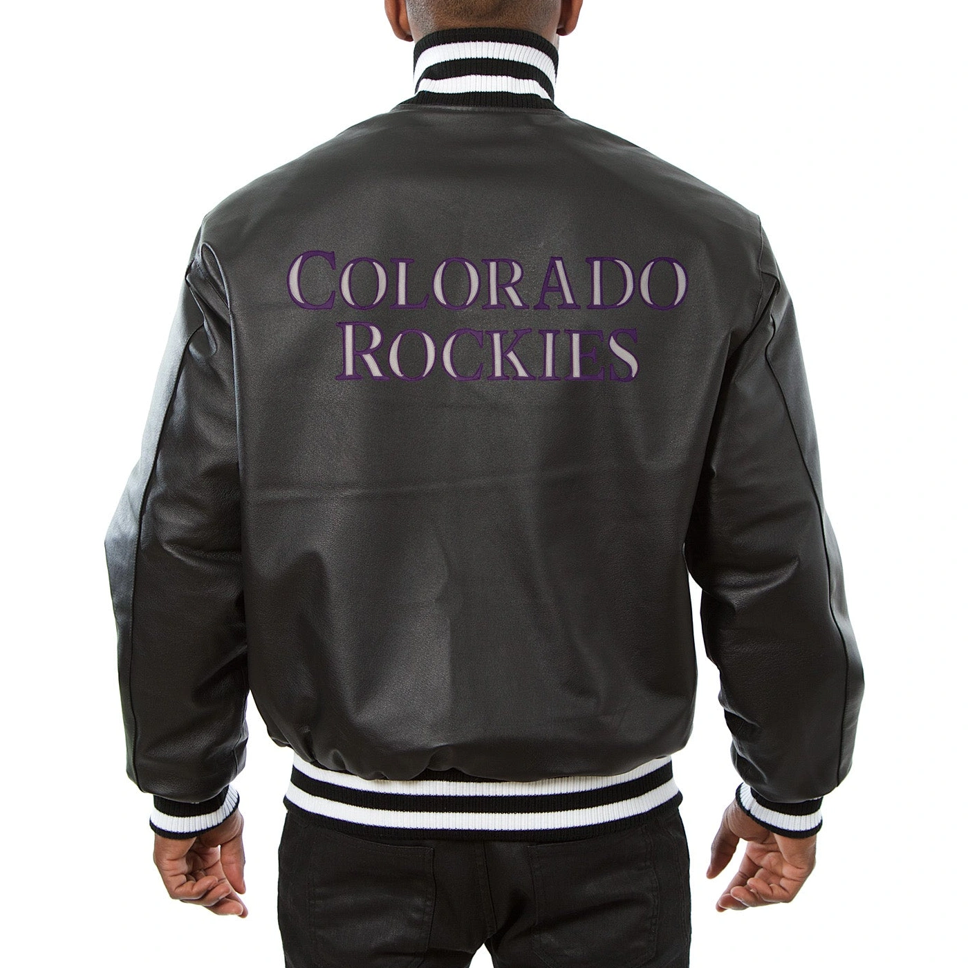 Colorado-Rockies-Baseball-Team-Players-Black-Leather-Varsity-Jacket-leather moto 2