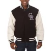 Colorado-Rockies-Domestic-Two-Tone-Wool-and-Leather-Varsity-Jacket-Black-White-leather moto 1