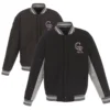 Colorado Rockies JH Design Wool & Poly-Twill Accent Black/Grey Varsity Jacket - Image 2