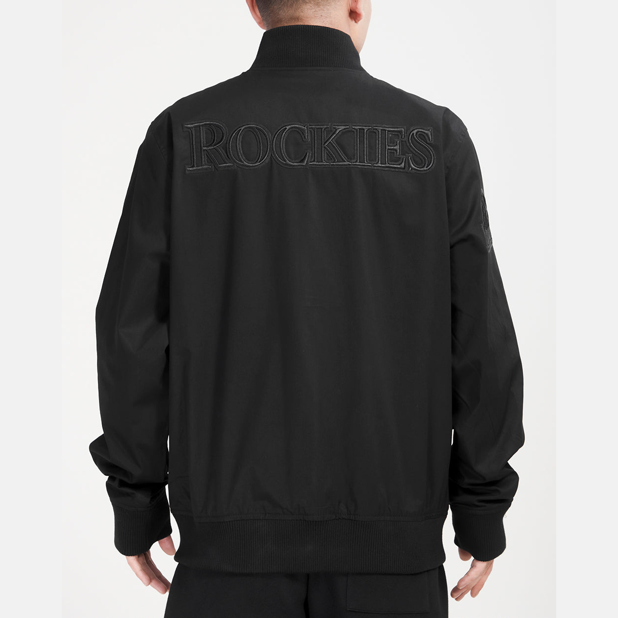Colorado-Rockies-Pro-Standard-Full-Zip-Black-Satin-Varsity-Jacket-leather moto 2
