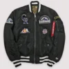 Colorado-Rockies-Rib-Knitted-Full-Zip-Bomber-Varsity-Black-Jacket-leather moto 1