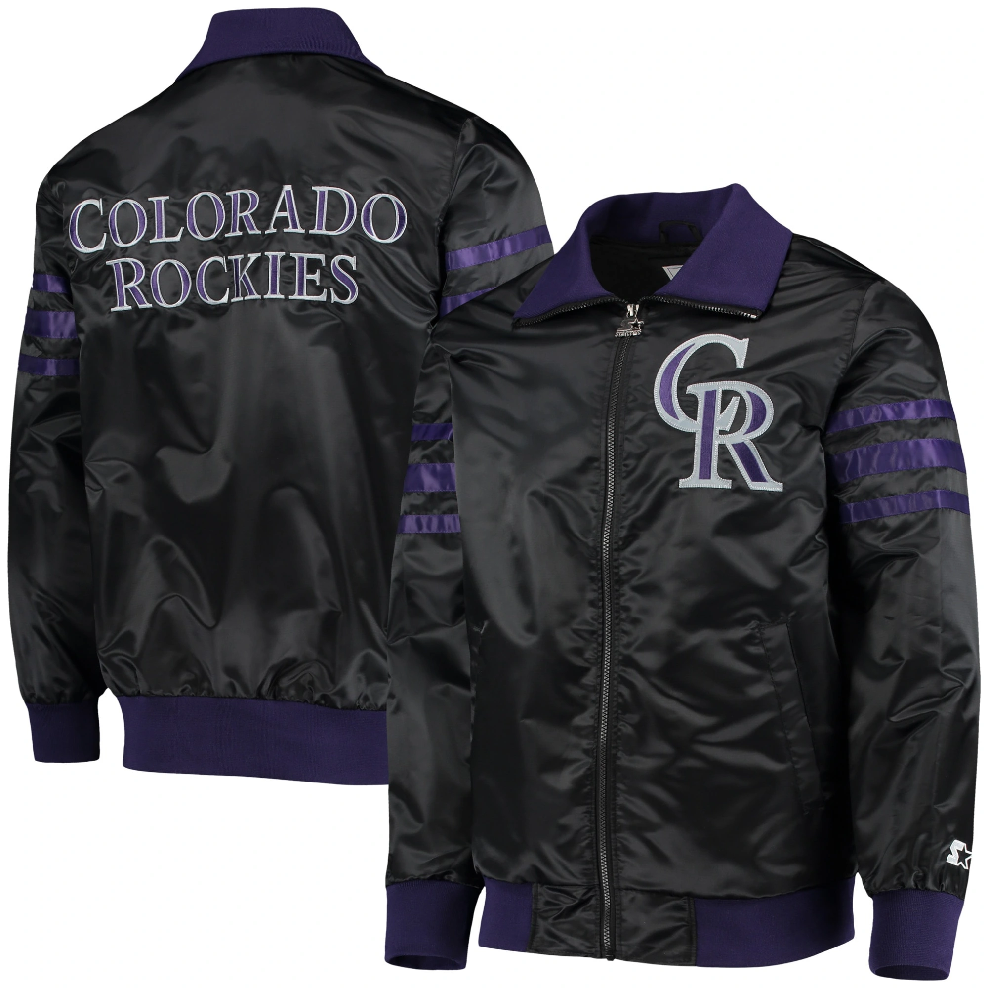 Colorado-Rockies-Starter-The-Captain-II-Full-Zip-Satin-Varsity-Black-Jacket-leather moto 3
