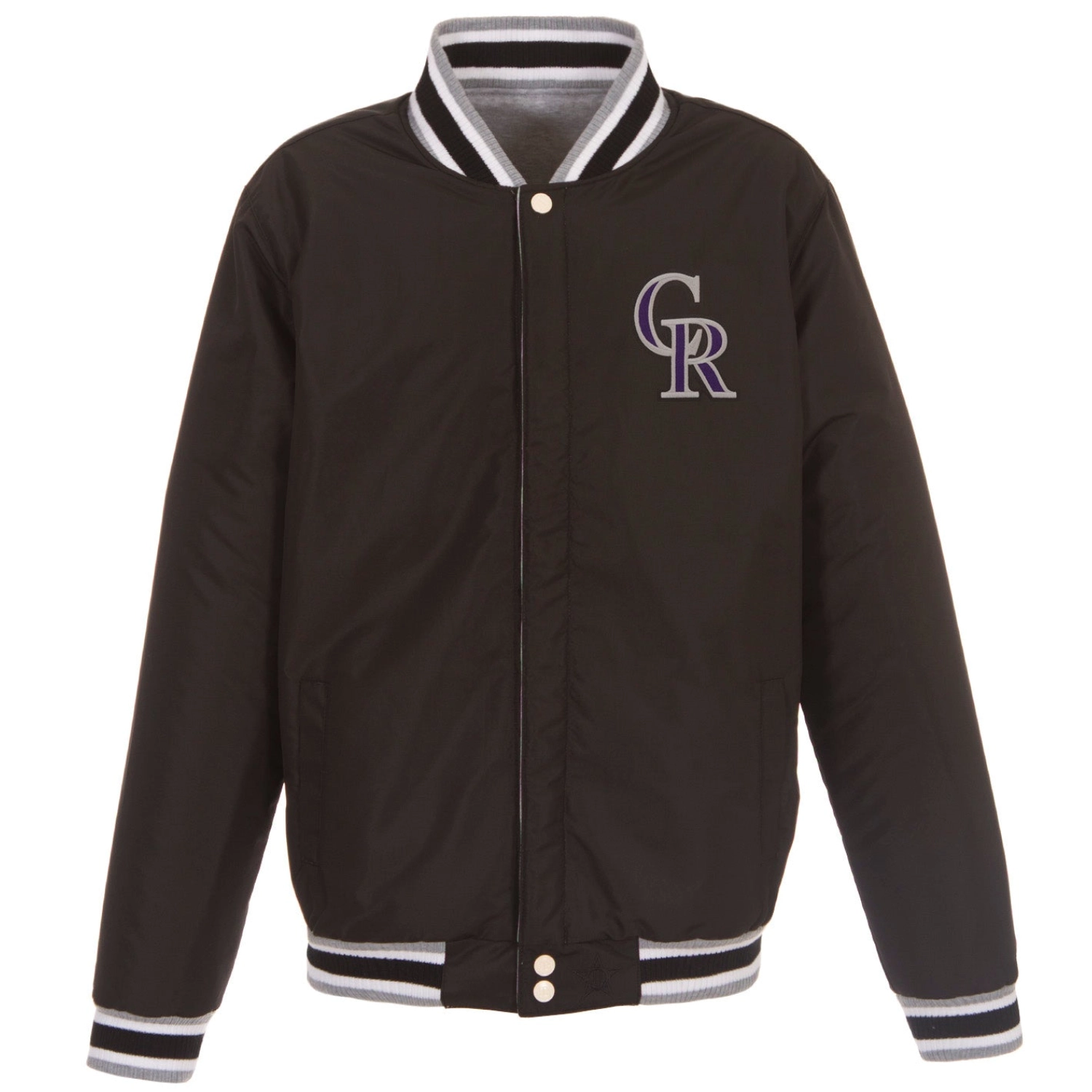 Colorado-Rockies-Two-Tone-Reversible-Fleece-Varsity-Jacket-Gray-Black-leather moto2