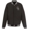 Colorado Rockies Two-Tone Reversible Wool & Faux Leather Varsity Jacket - Image 2