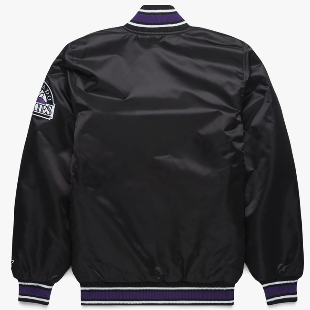 Colorado-Rockies-X-Starter-Full-Snap-Black-Satin-Varsity-Jacket-leather moto2