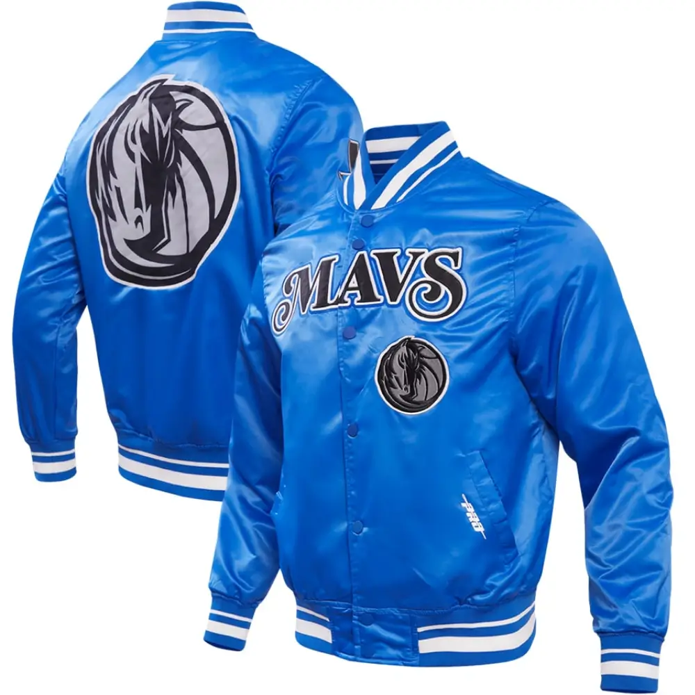Dallas Mavericks Classic Rib Satin Varsity Jacket - Team Edition - Image 3