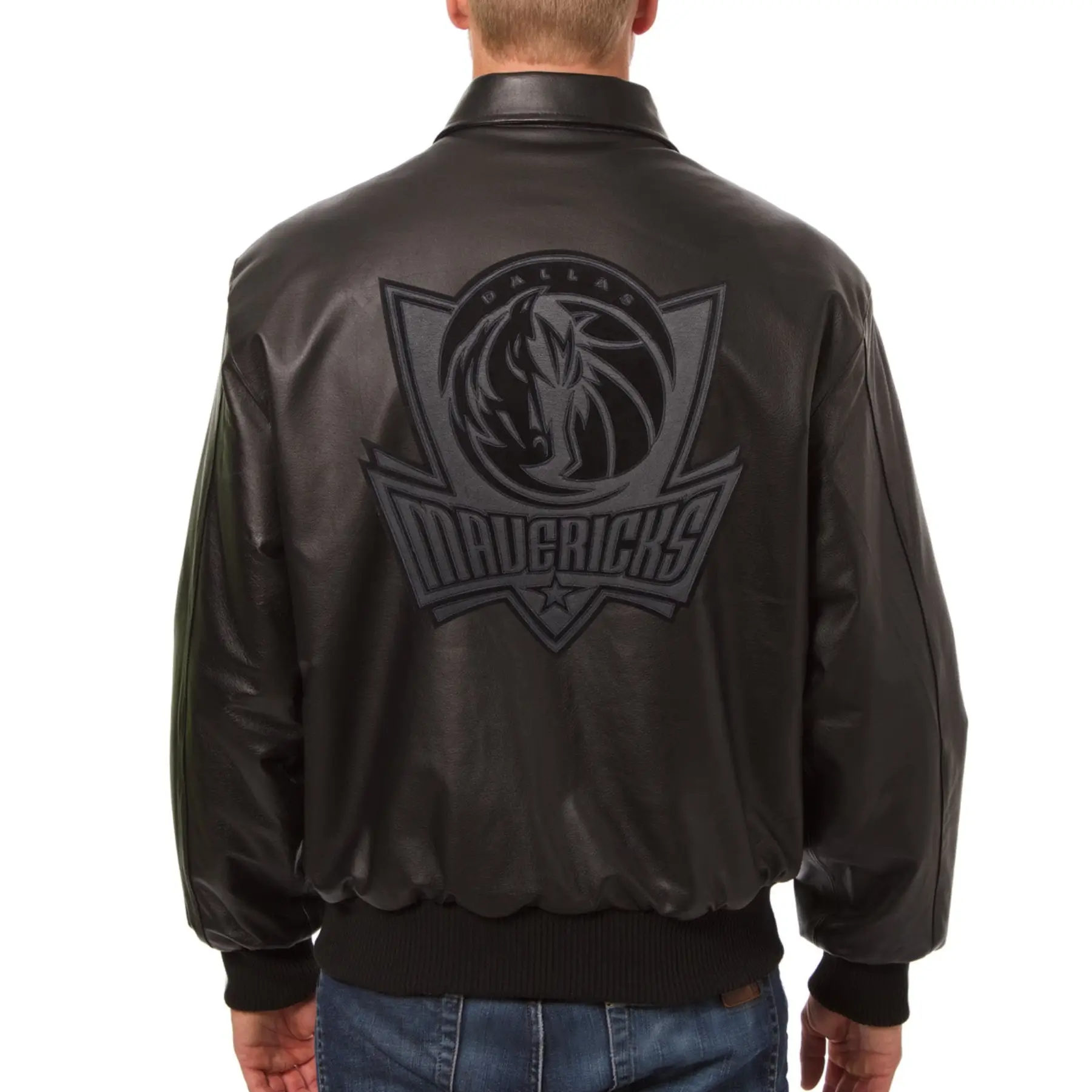 Alternative view of Dallas Mavericks Leather Varsity Jacket - Button & Zipper Closure