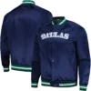 Dallas Mavericks Satin Varsity Navy Jacket - Button Closure - Image 3