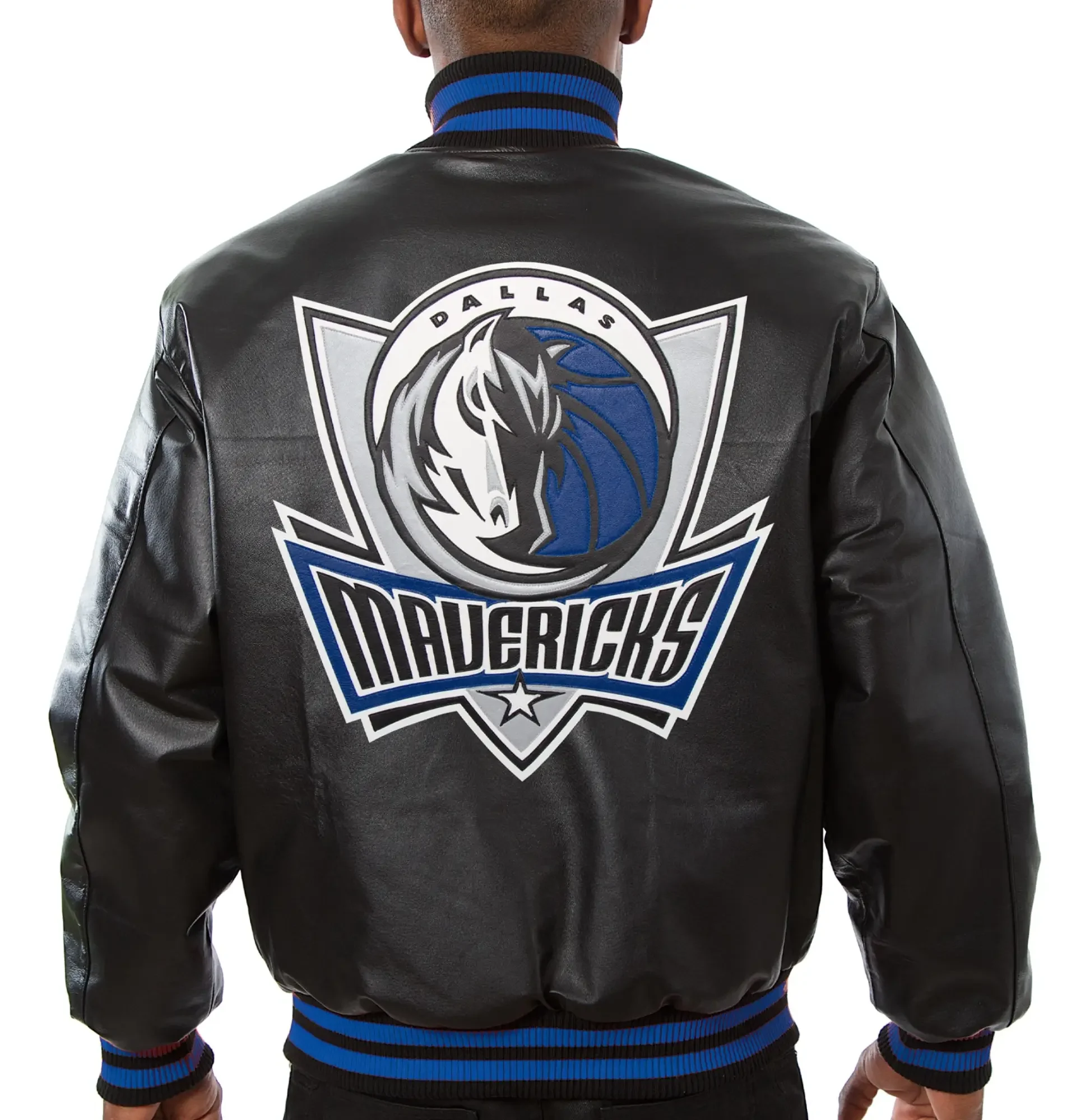 Alternative view of Dallas Mavericks Team Players Black Leather Varsity Jacket