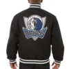 Dallas Mavericks Wool Varsity Jacket - Button & Zipper Closure with Ribbed Knit - Image 2