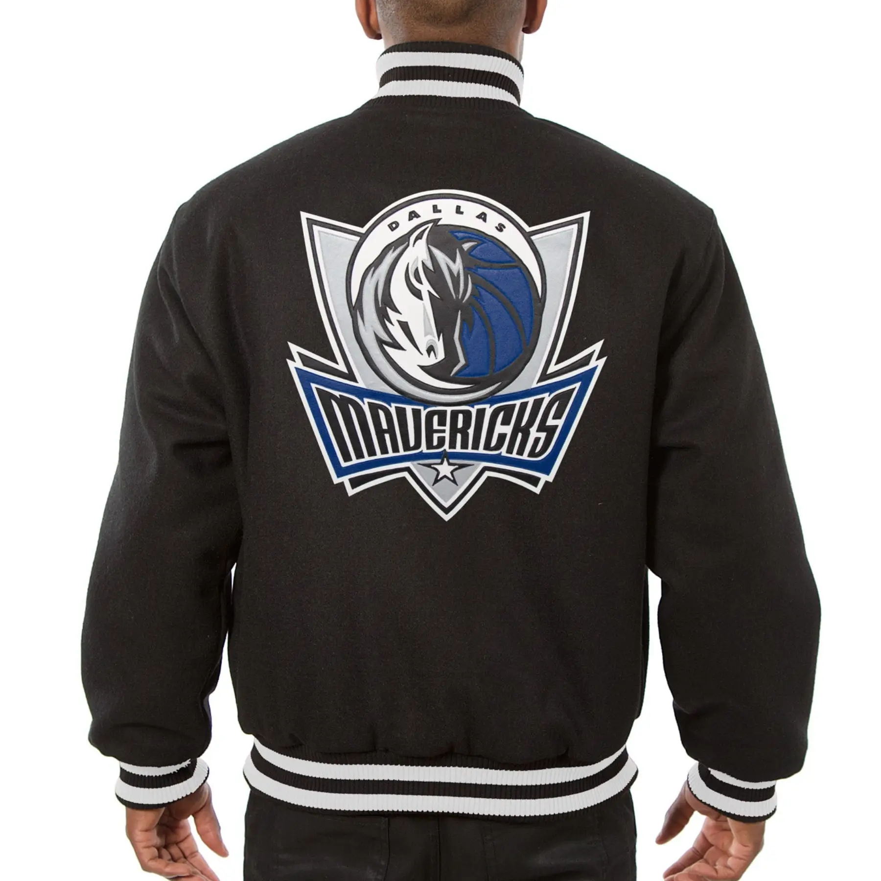 Alternative view of Dallas Mavericks Wool Varsity Jacket - Button & Zipper Closure with Ribbed Knit