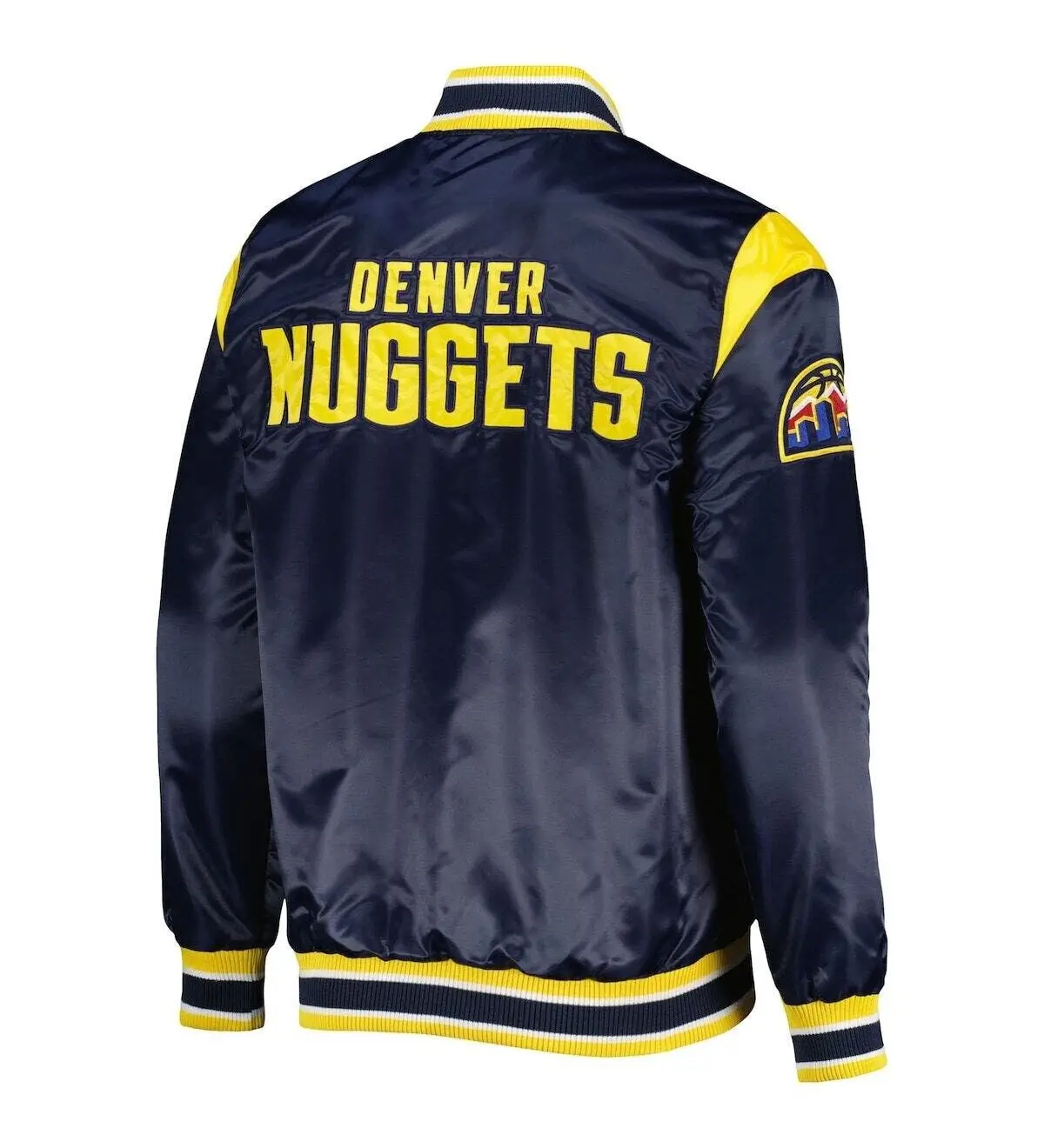 Alternative view of Denver Nuggets Letterman Navy Varsity Baseball Jacket