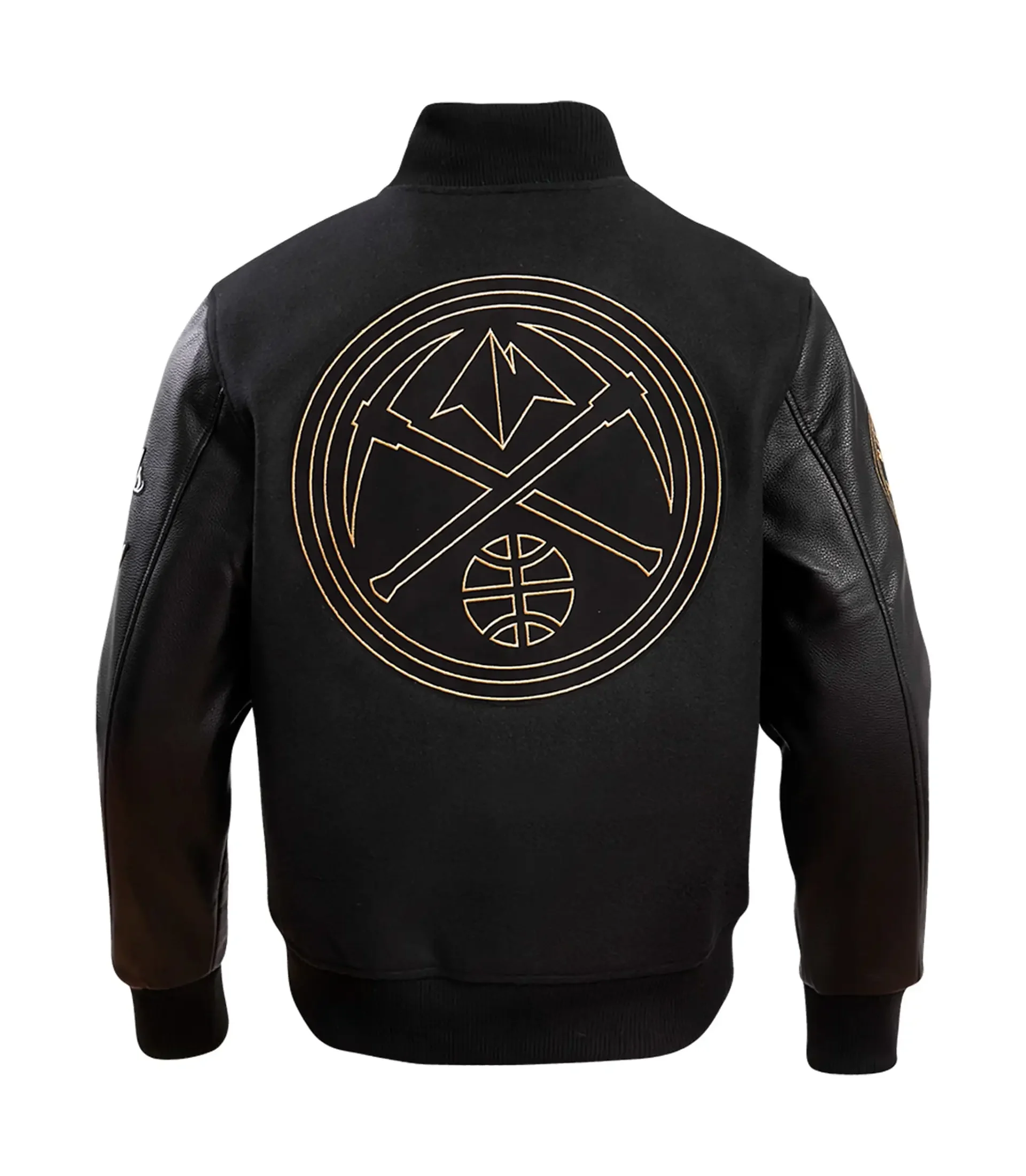 Alternative view of Denver Nuggets NBA Finals Champions full Black Wool & Leather Varsity Jacket