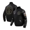 Denver Nuggets NBA Finals Champions full Black Wool & Leather Varsity Jacket - Image 3