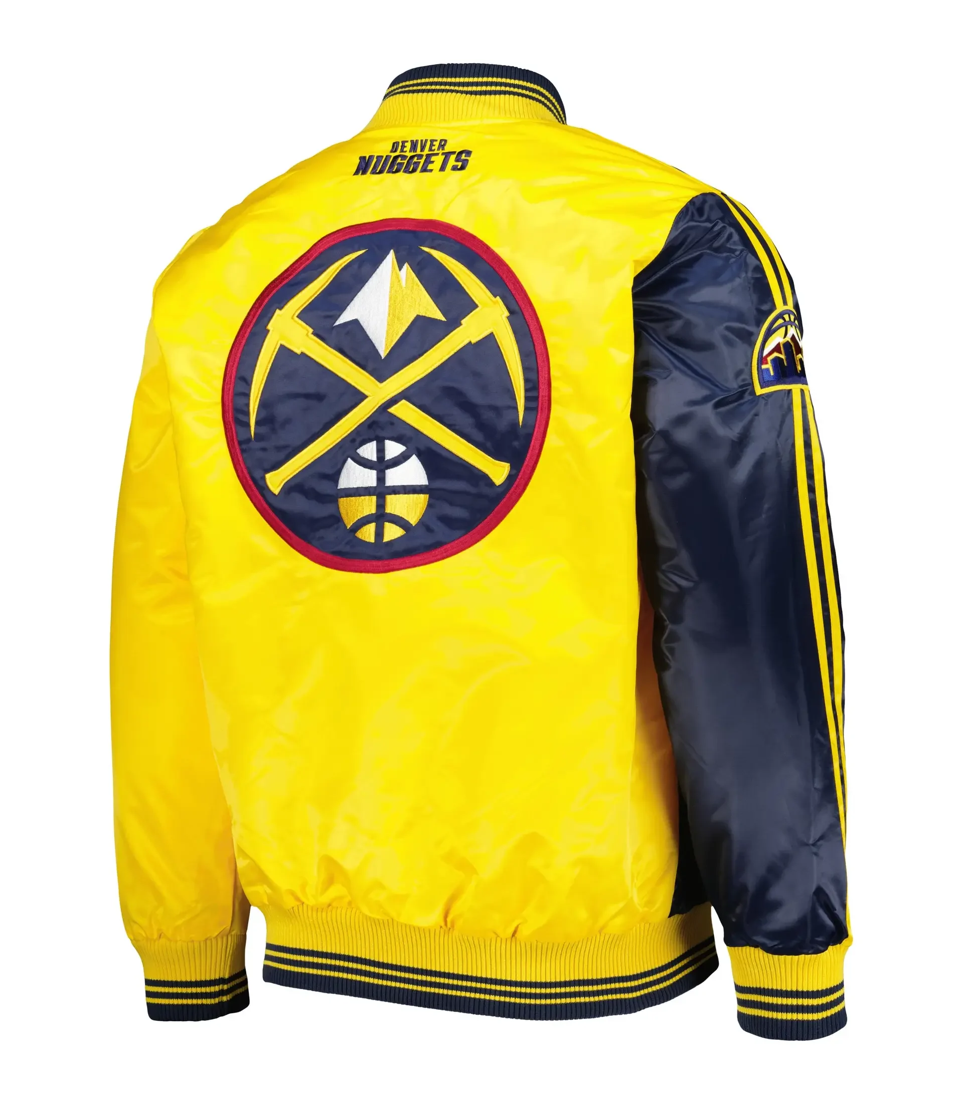 Denver-Nuggets-Satin-Varsity-Jacket-Navy-Gold-LeatherMoto