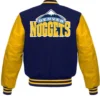 Denver Nuggets Letterman (Blue & Yellow) Varsity Jacket - Image 2