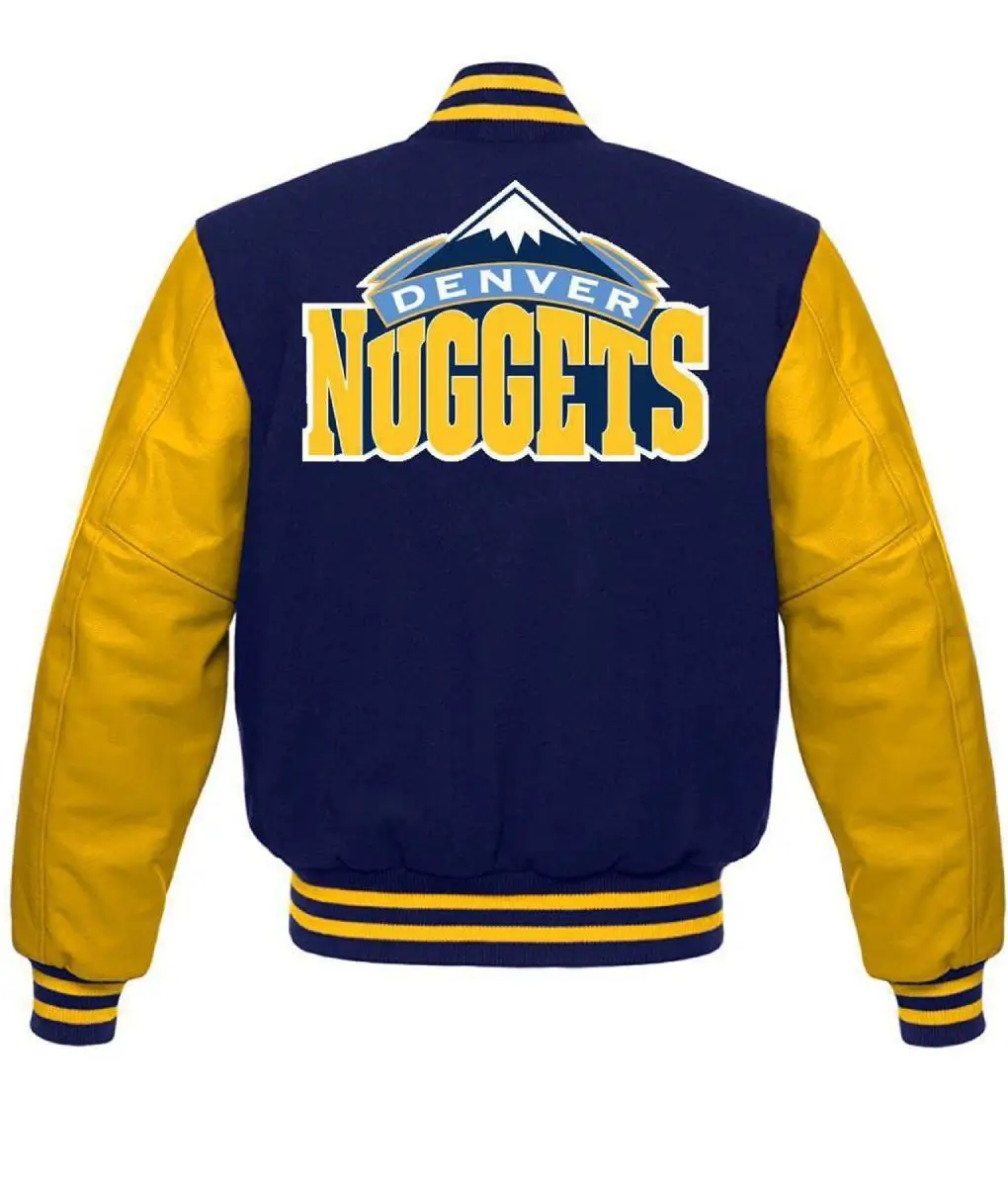 Alternative view of Denver Nuggets Letterman  (Blue & Yellow) Varsity Jacket