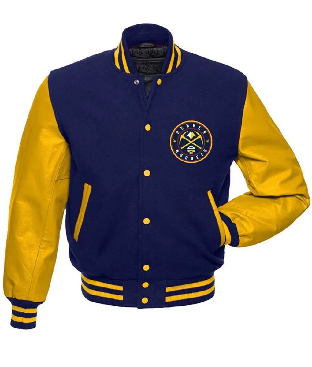 Denver Nuggets letterman Varsity Jacket Blue & Yellow-LeatherMoto