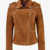 Desert Vibe Women's Tan Suede Biker Jacket (1)