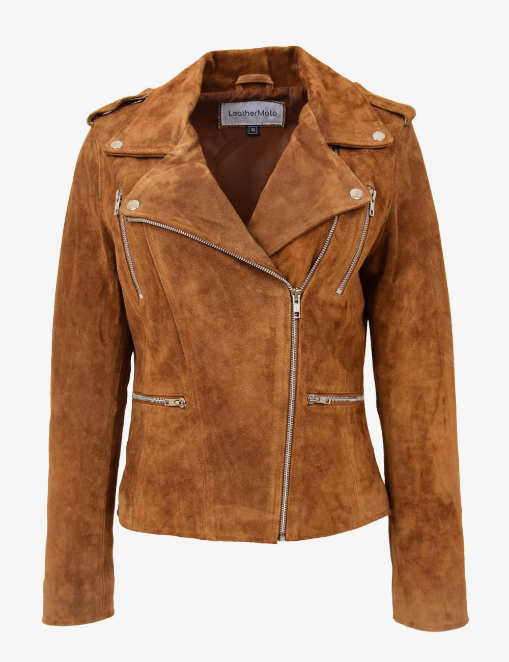 Desert Vibe Women's Tan Suede Biker Jacket (2)