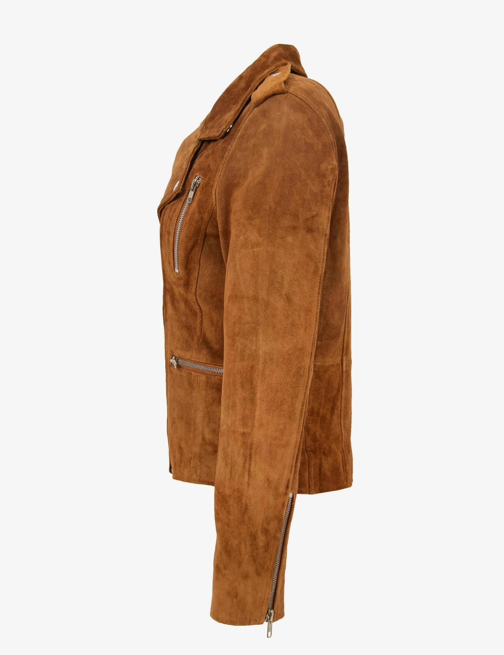 Desert Vibe Women's Tan Suede Biker Jacket (3)