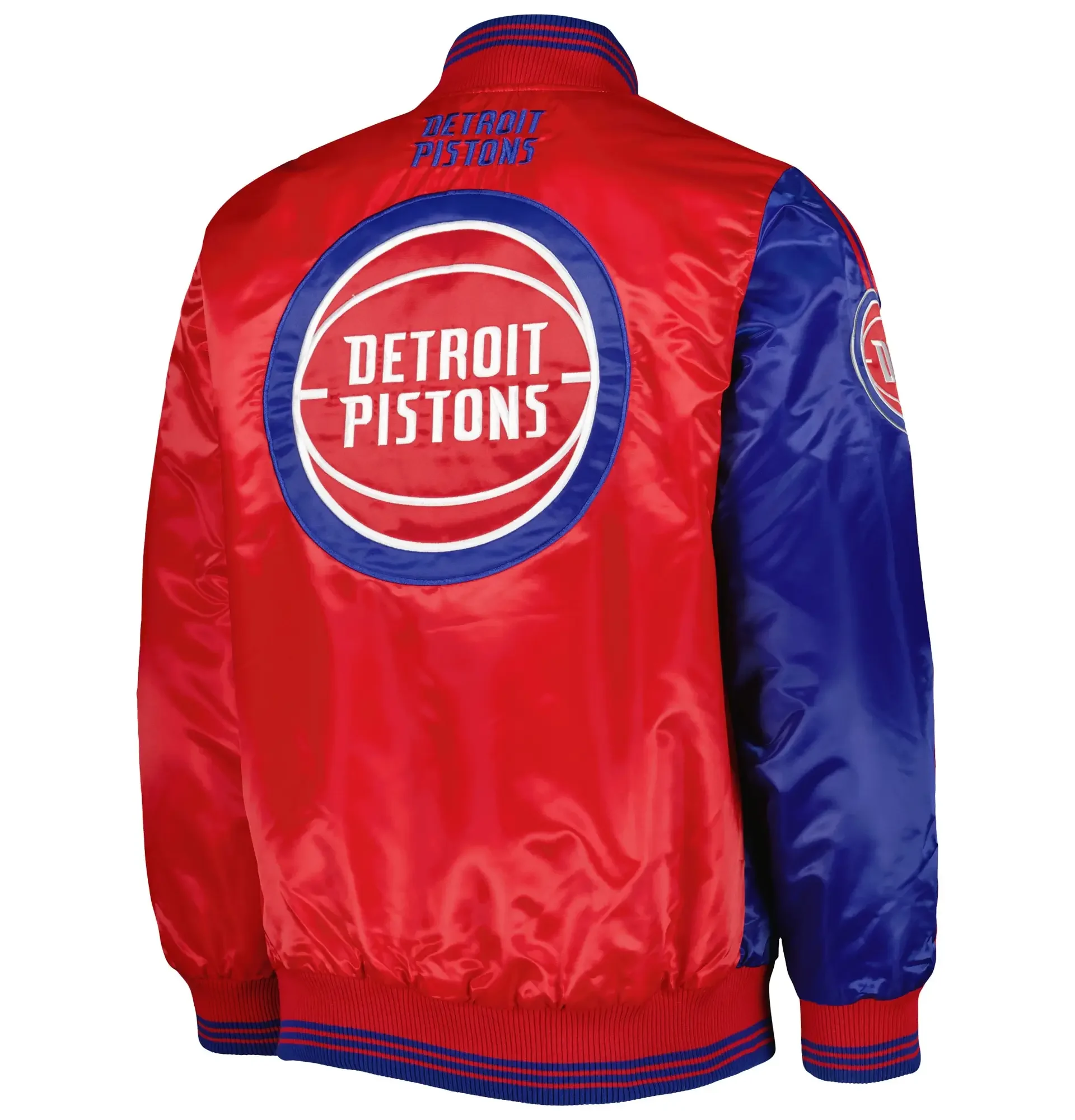 Detroit-Pistons-Starter-Royal-Blue-Red-Fast-Break-Full-Snap-Satin-Varsity-Jacket-LeatherMoto