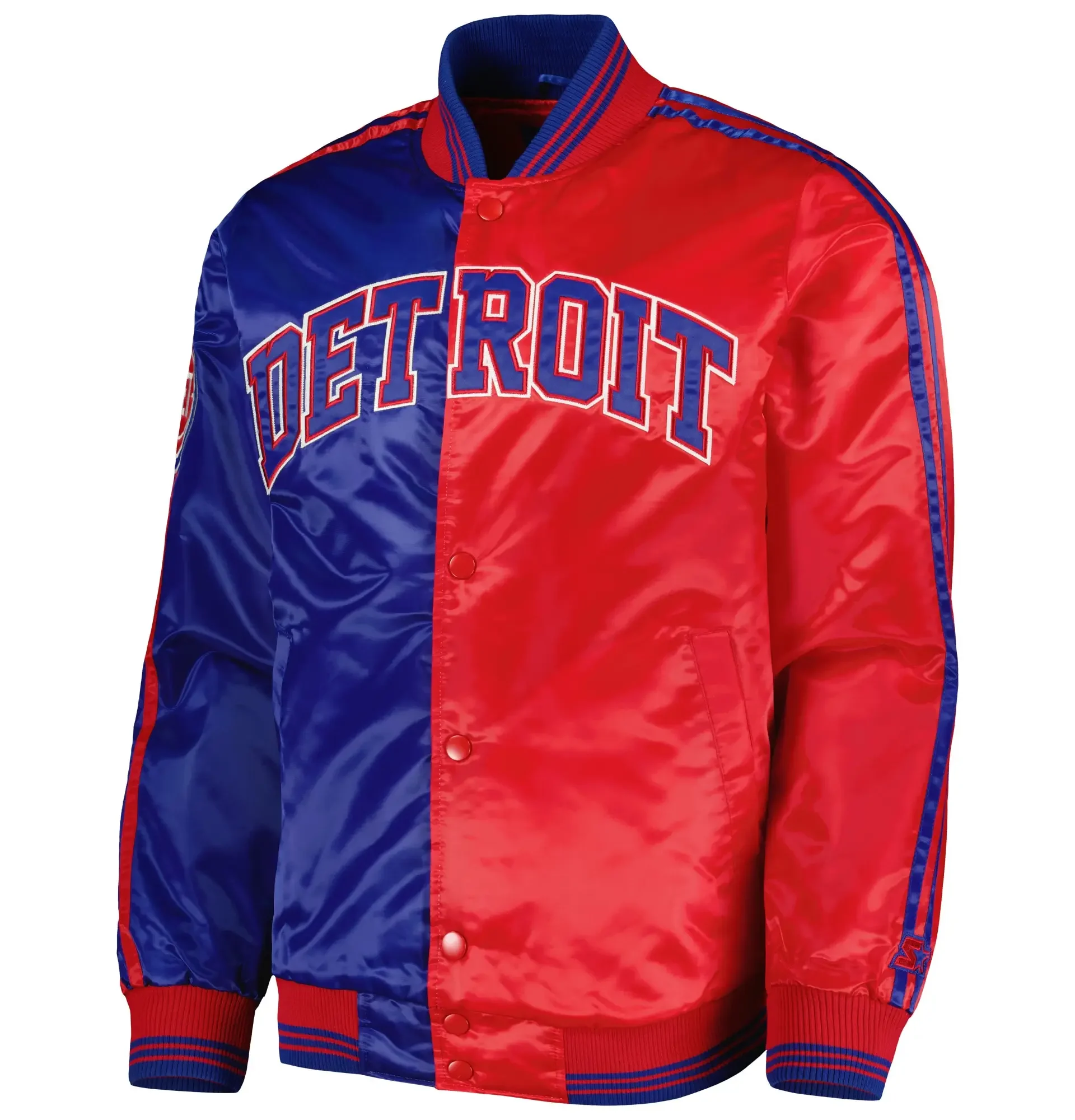 Detroit-Pistons-Starter-Royal-Blue-Red-Fast-Break-Full-Snap-Satin-Varsity-Jacket-LeatherMoto