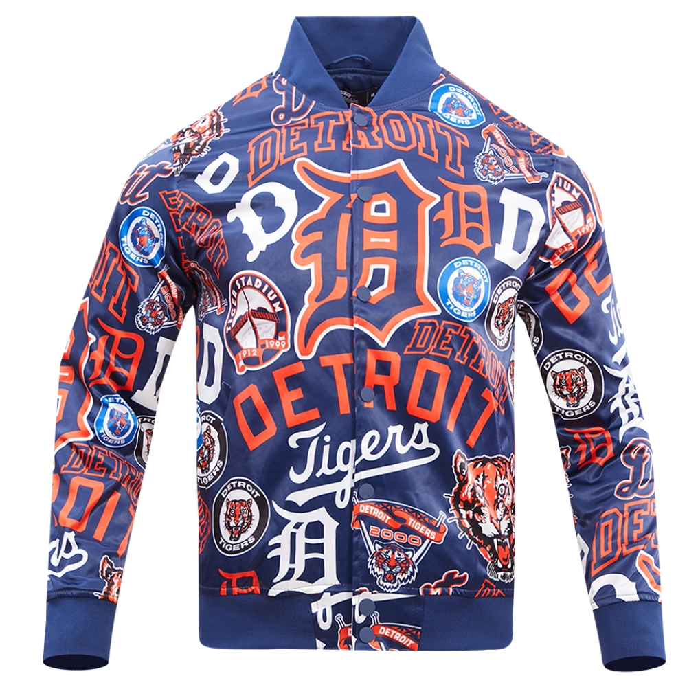 Detroit-Tigers-Pro-Standard-AOP-Full-Snap-Satin-Varsity-Jacket-leather moto 1