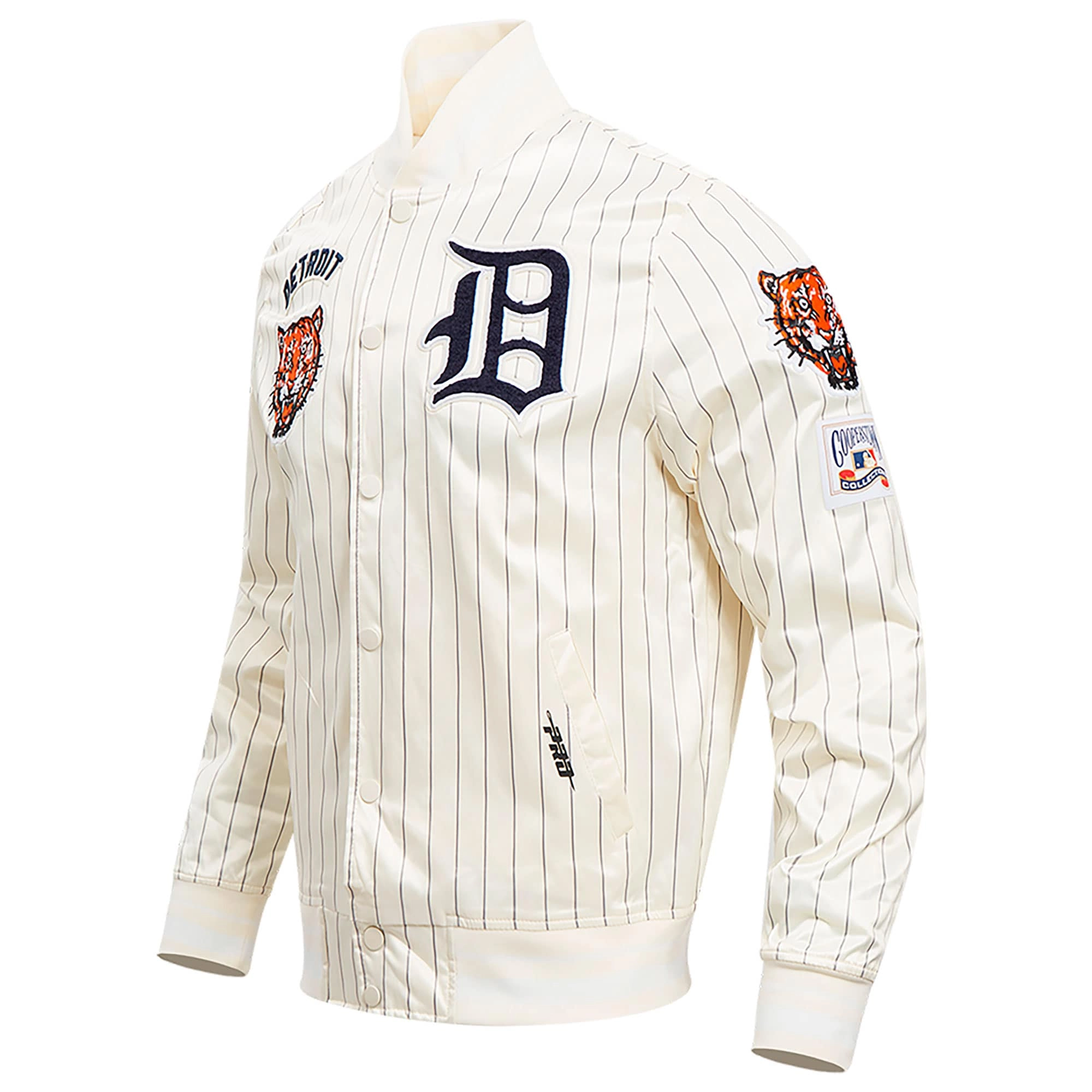 Detroit-Tigers-Pro-Standard-Cooperstown-Pinstripe-Retro-Classic-Full-Snap-Satin-Varsity-Jacket leather moto 3