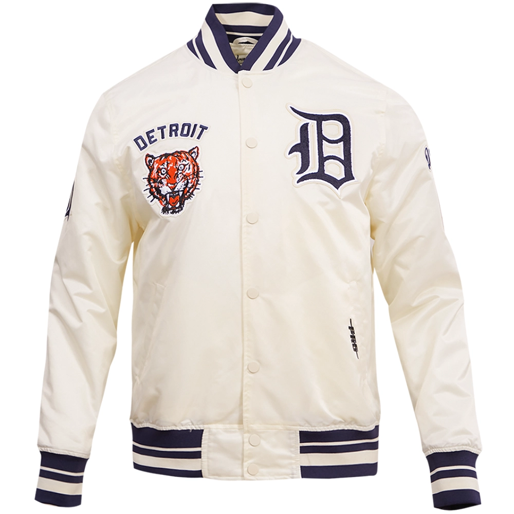 Detroit-Tigers-Pro-Standard-Full-Snap-Satin-Varsity-Cream-Jacket-leather moto 1