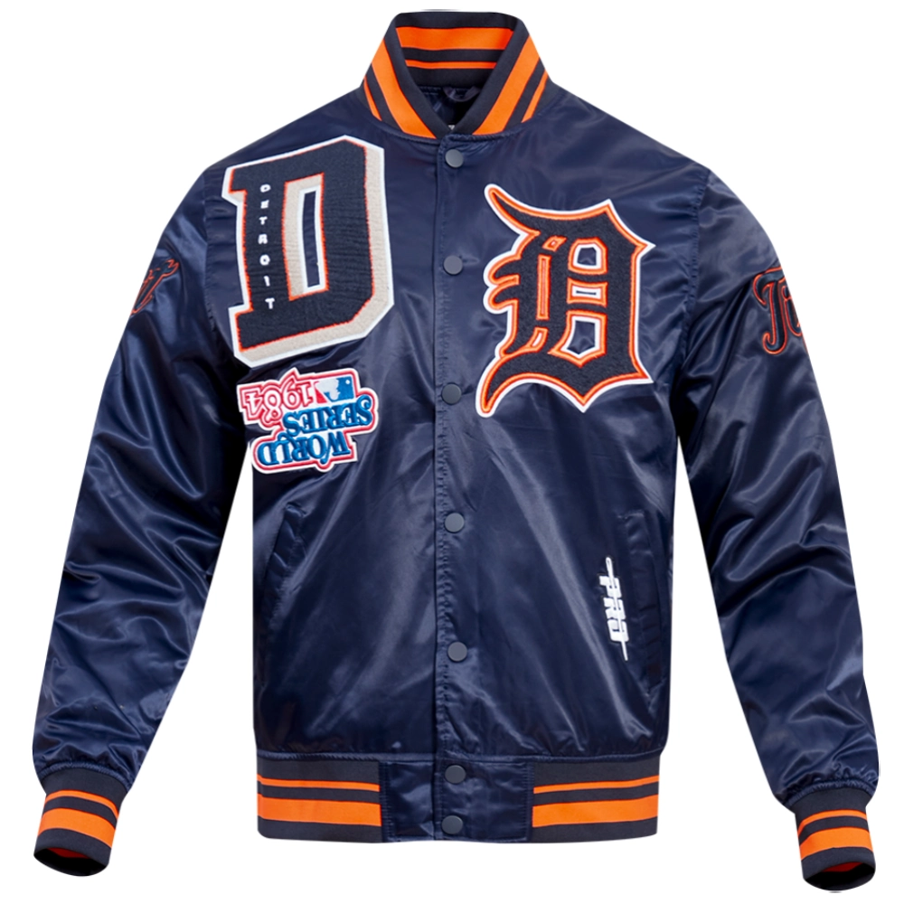 Detroit-Tigers-Pro-Standard-Mash-Up-Full-Snap-Satin-Varsity-Navy-Jacket-leather moto 1