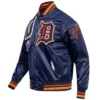 Detroit-Tigers-Pro-Standard-Mash-Up-Full-Snap-Satin-Varsity-Navy-Jacket-leather moto 3
