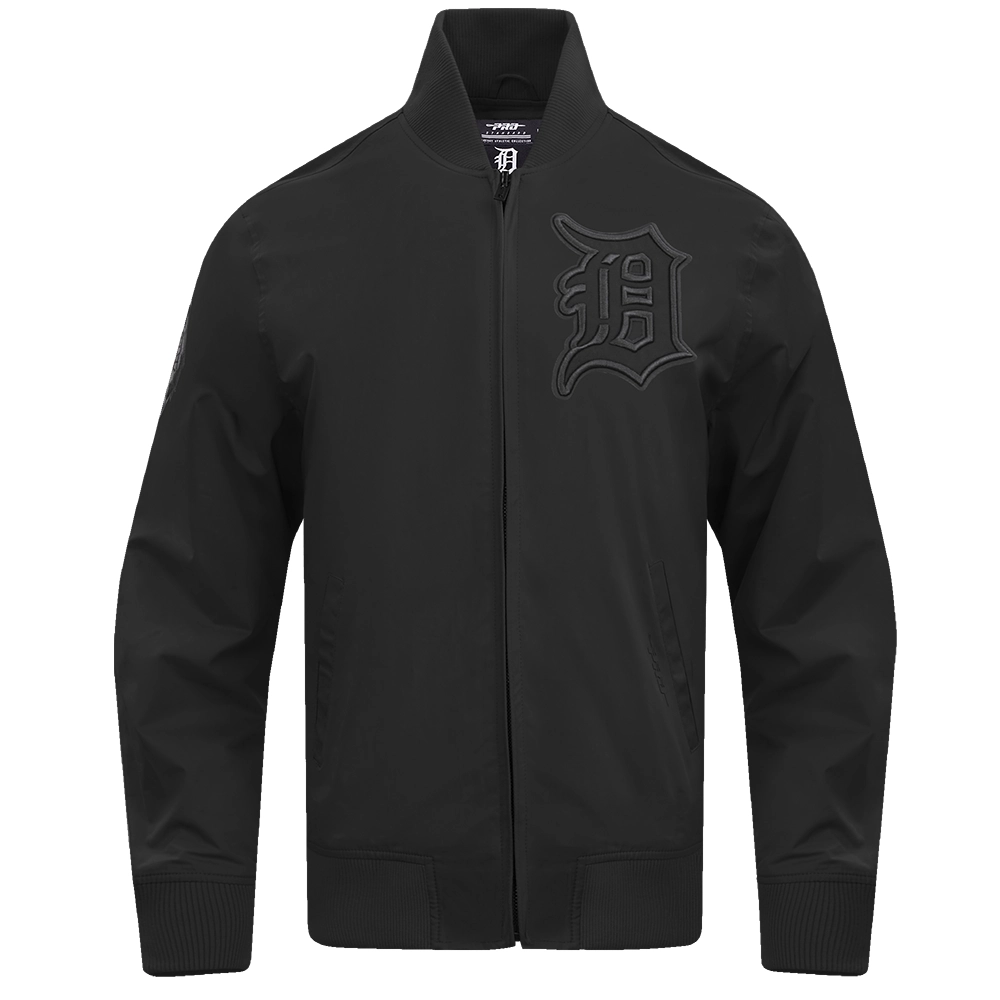 Detroit-Tigers-Pro-Standard-Neutral-Full-Zip-Polyester-Varsity-Black-Jacket-leather moto 1