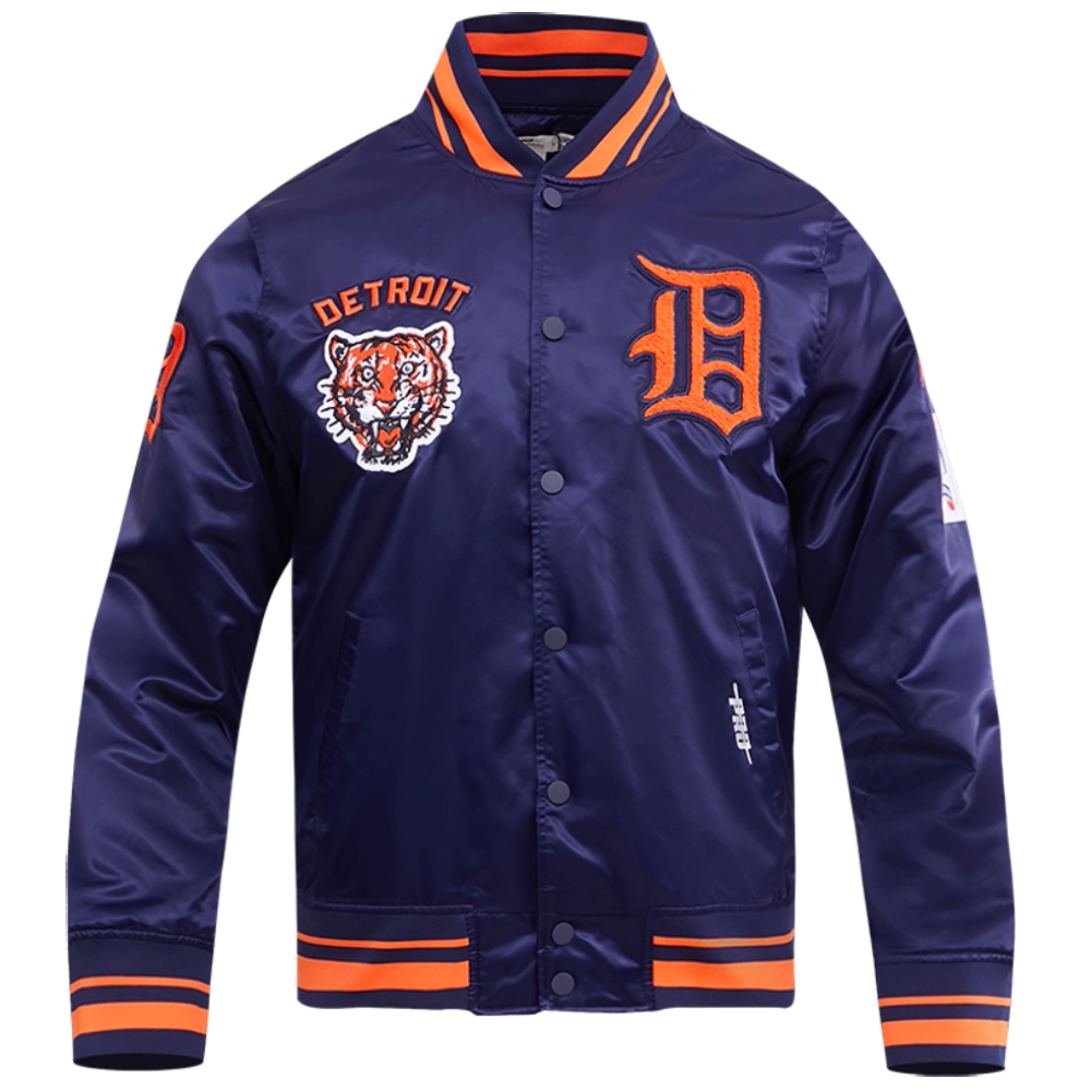 Detroit-Tigers-Pro-Standard-Retro-Classic-Rib-Full-Snap-Satin-Varsity-Jacket-leather moto 1