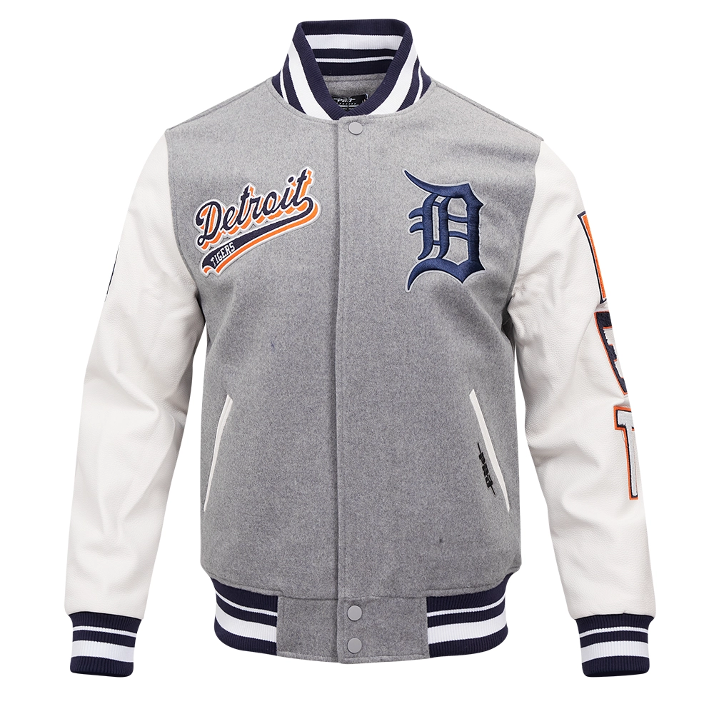 Detroit-Tigers-Pro-Standard-Script-Tail-Classic-Wool-Leather-Varsity-Jacket-leather moto 1
