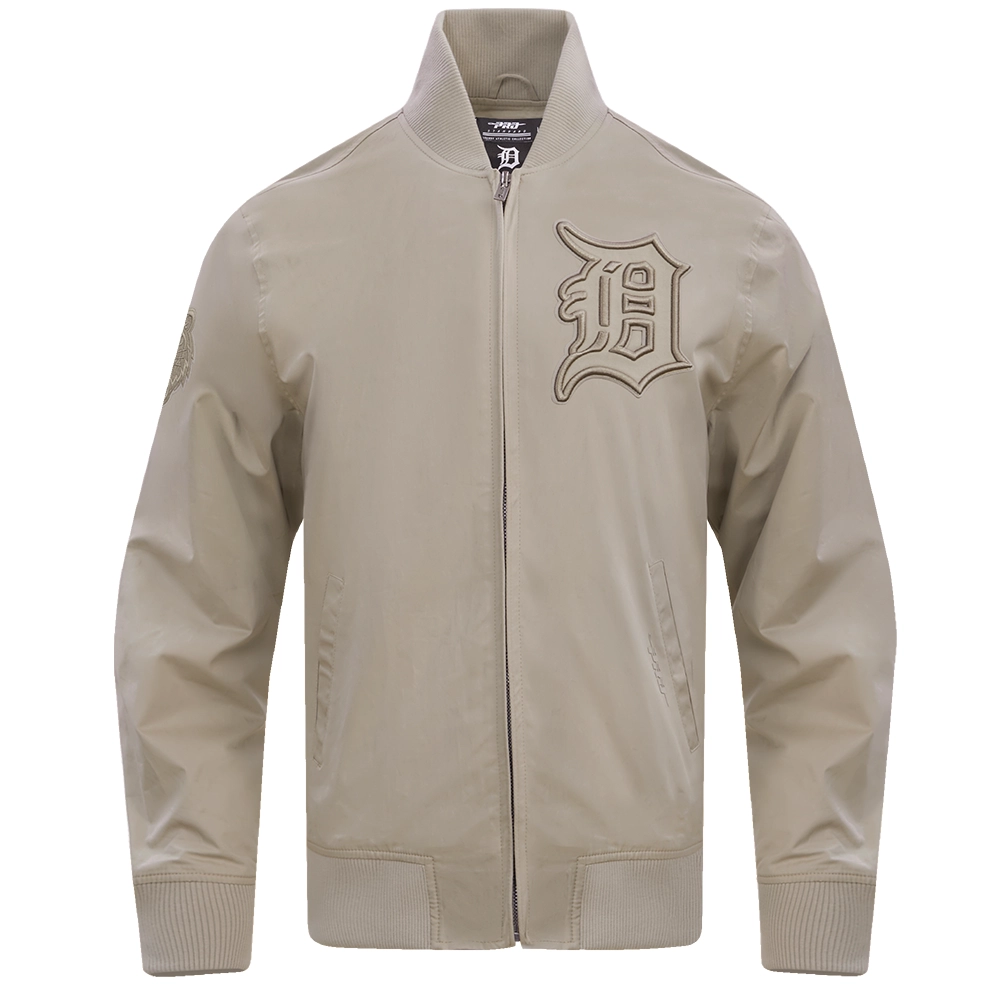 Detroit-Tigers-Pro-Standard-Stand-Up-Collar-Polyester-Varsity-Zipper-Jacket-leather moto 1