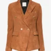 Double-Breasted Suede Leather Blazer – Premium Tailored Fit