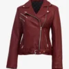 Elegant Burgundy Timeless Women's Leather Jacket (1)