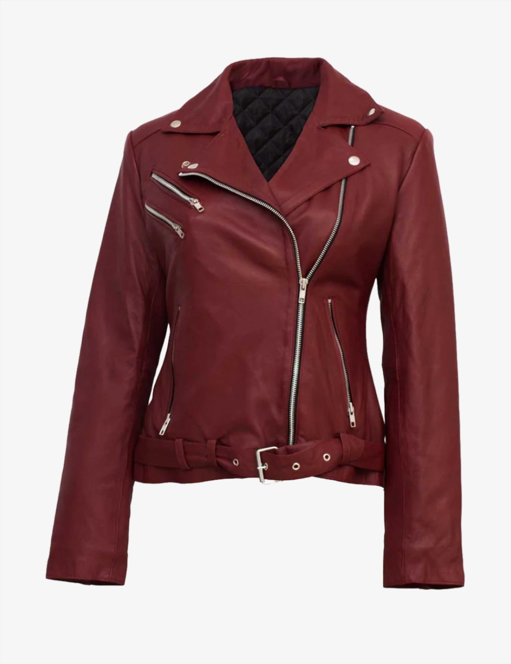 Elegant Burgundy Timeless Women's Leather Jacket (1)