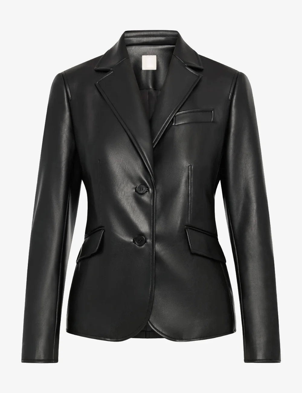 Elegant Women's Black Vegan Leather Moto Blazer (1)