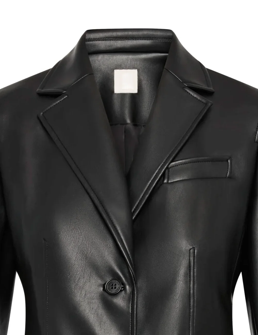 Elegant Women's Black Vegan Leather Moto Blazer (2)