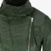 Emerald Envy Women's Green Leather Biker Jacket – Fashion Designer Edition (2)