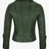 Emerald Envy Women's Green Leather Biker Jacket – Fashion Designer Edition (4)