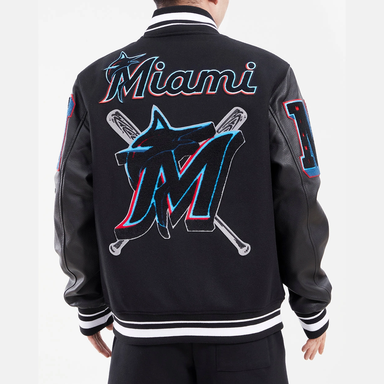 Florida-Marlins-Pro-Standard-Black-Wool-Leather-Varsity-Jacket-leather moto 2