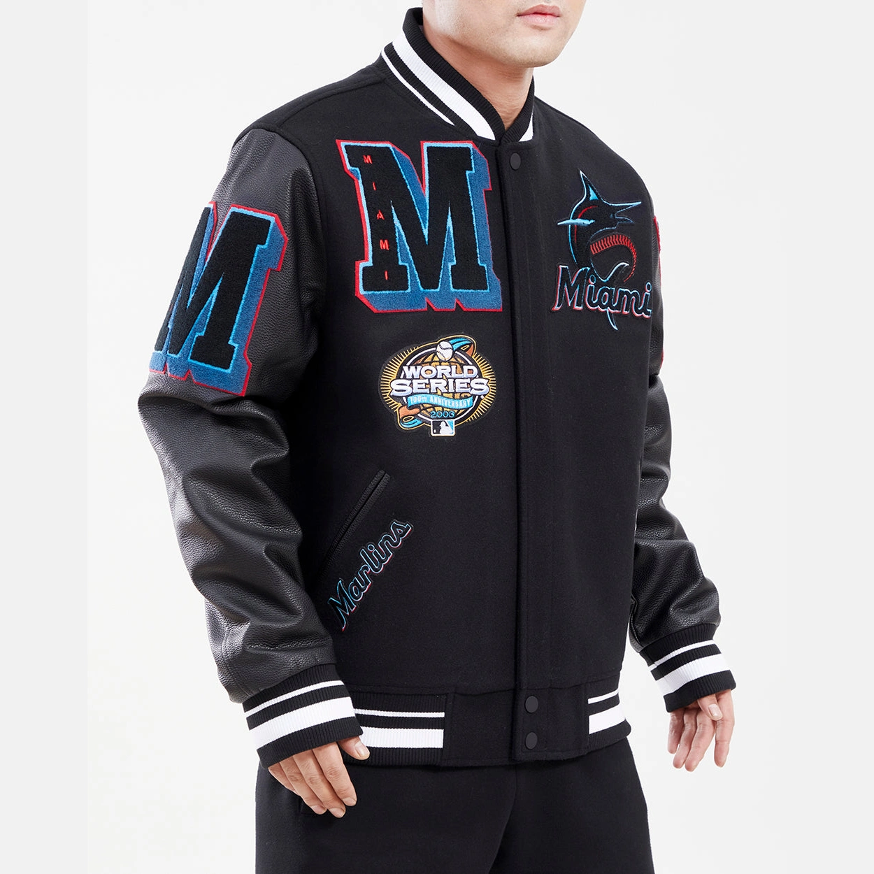 Florida-Marlins-Pro-Standard-Black-Wool-Leather-Varsity-Jacket-leather moto 3