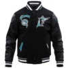 Florida-Marlins-Retro-Classic-Rib-Black-Wool-Leather-Varsity-Jacket-leather moto 1