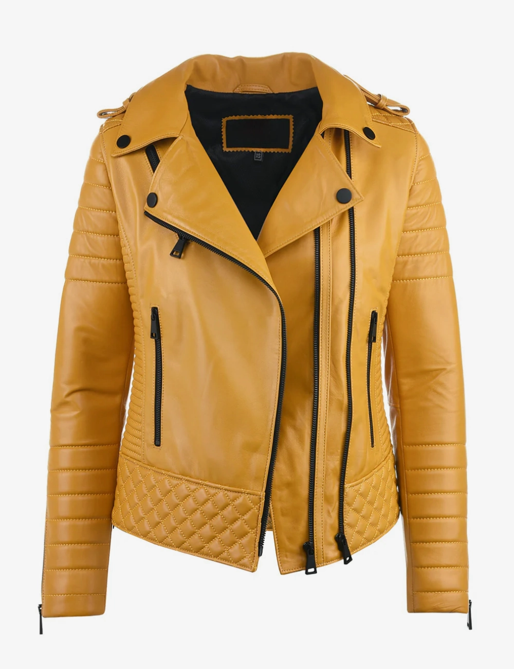 Golden Edge Women's Mustard Leather Jacket (1)