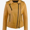 Golden Edge Women's Mustard Leather Jacket (6)